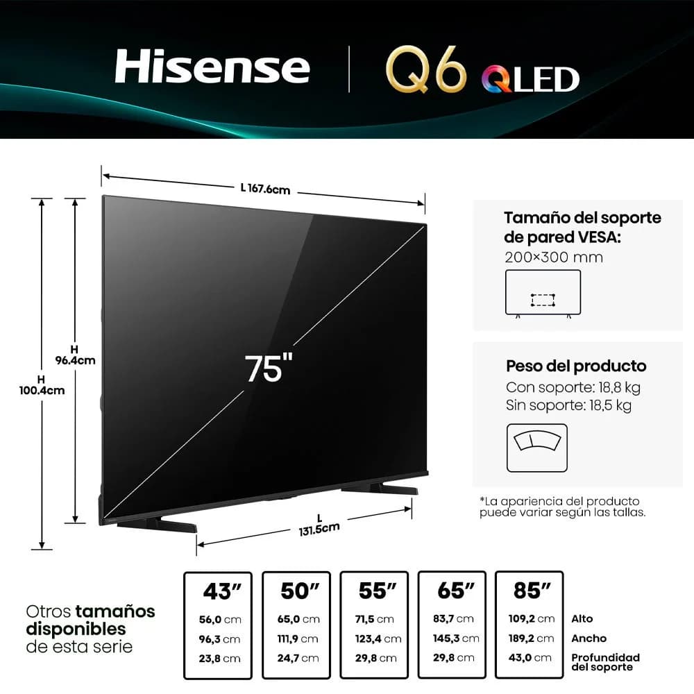 Televisor QLED Hisense 75" Q6Q — imagen 6