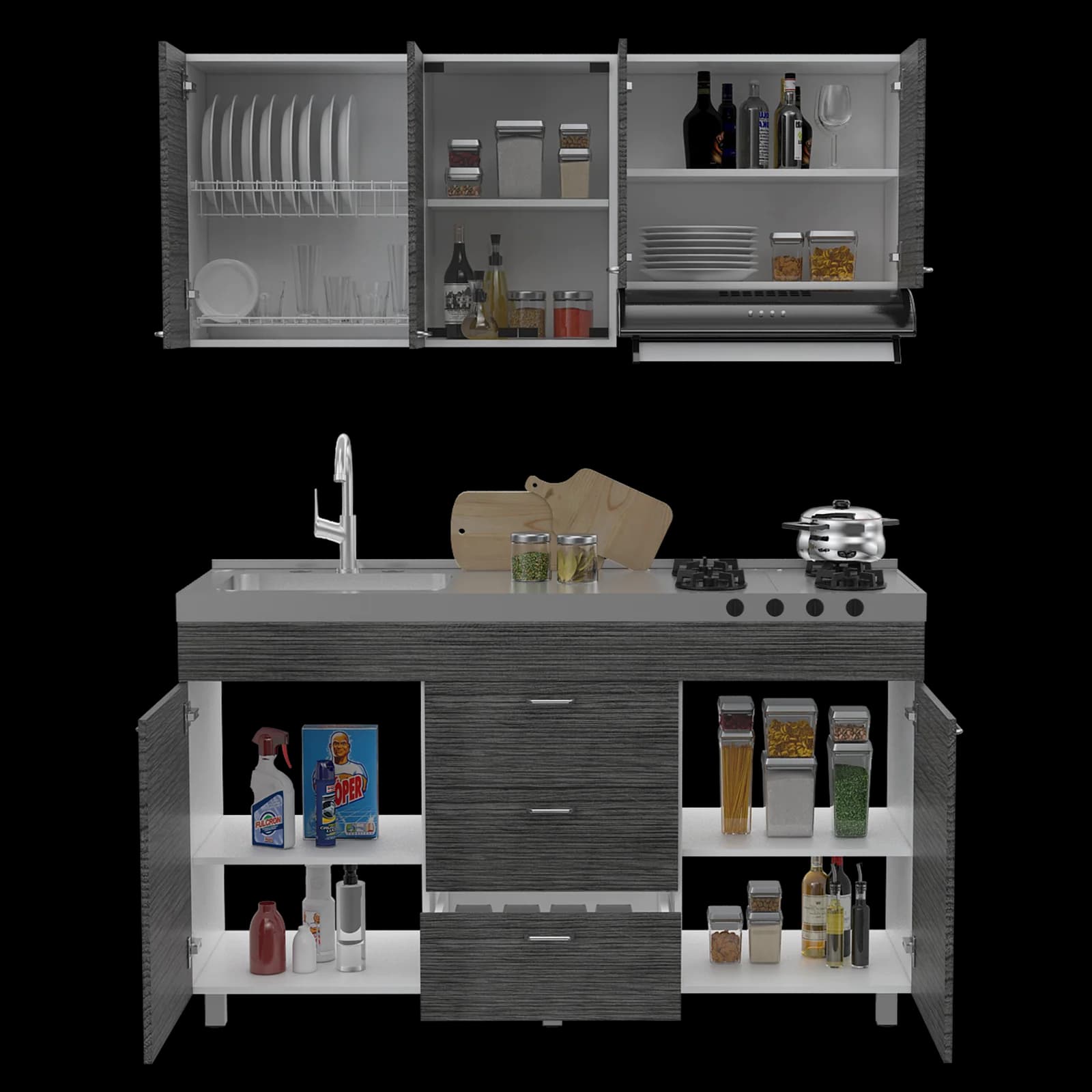 Cocina 1.50 Lumina (M.socoda Izq) (3C) Bl/r — imagen 3