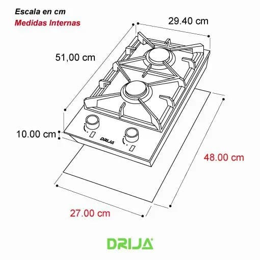 Estufa a Gas Vitrocerámica 30 cm 2 Quemadores — imagen 5