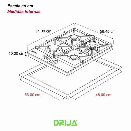 Estufa a Gas Vitrocerámica 60 cm 4 Quemadores — imagen 4