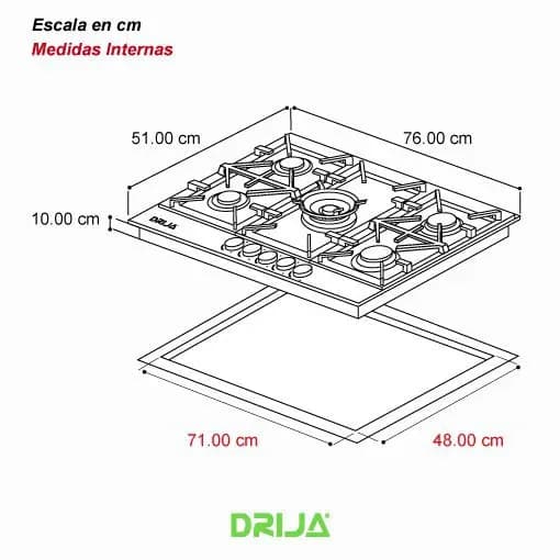 Estufa a Gas Vitrocerámica 76 cm 5 Quemadores — imagen 2