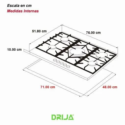 Estufa a Gas 76 cm 5 Quemadores — imagen 3