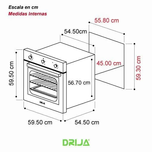 Horno Empotrable Eléctrico 60 cm 80 Litros — imagen 2