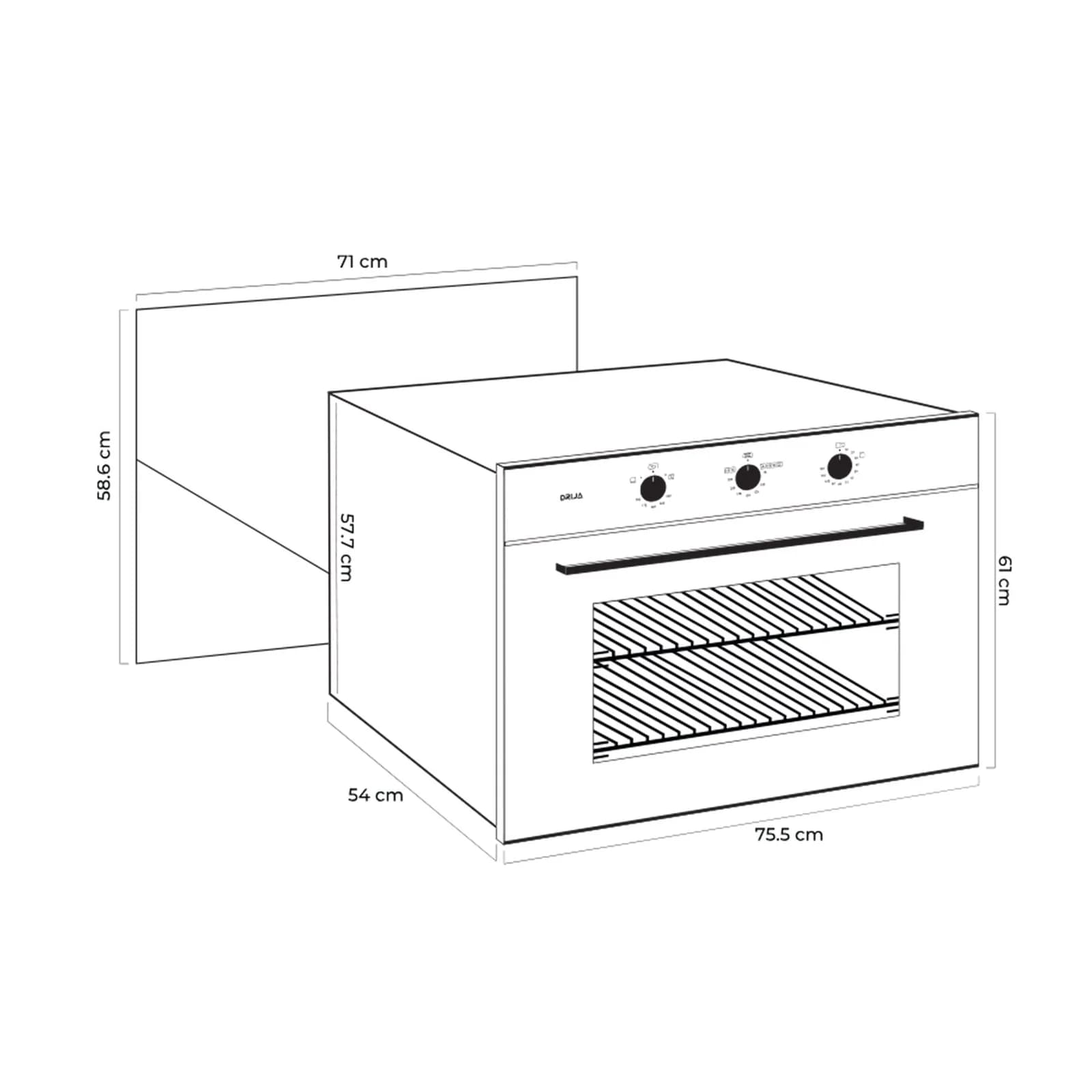 Horno Empotrable a Gas 76 cm 78 Litros — imagen 2