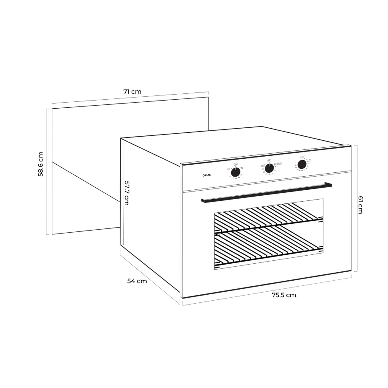 Horno Empotrable Eléctrico 76 cm 78 Litros — imagen 3