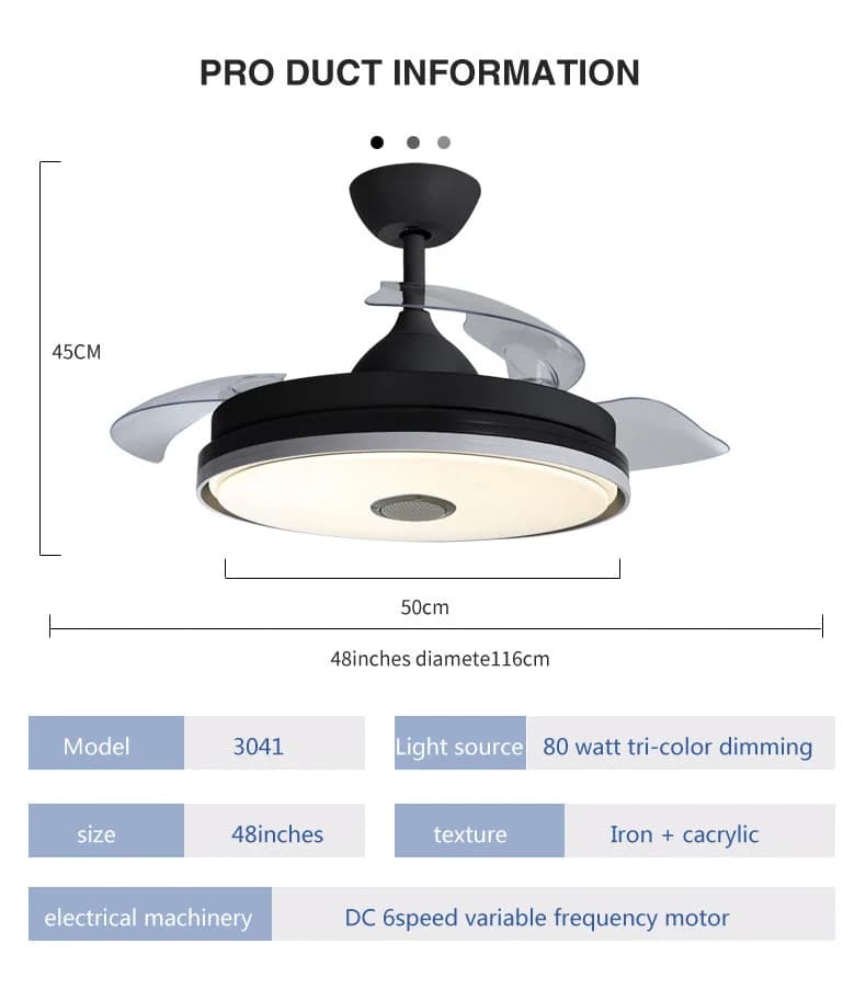 Abanico de Techo 35W 50cm Negro — imagen 2