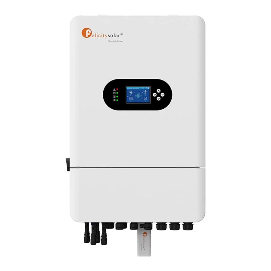 Inversor Solar Híbrido Felicity 8000W · Salida 120/240V CA 48V (40-60V), Li-ion/plomo-ácido (IVGM-8KLP2G1)