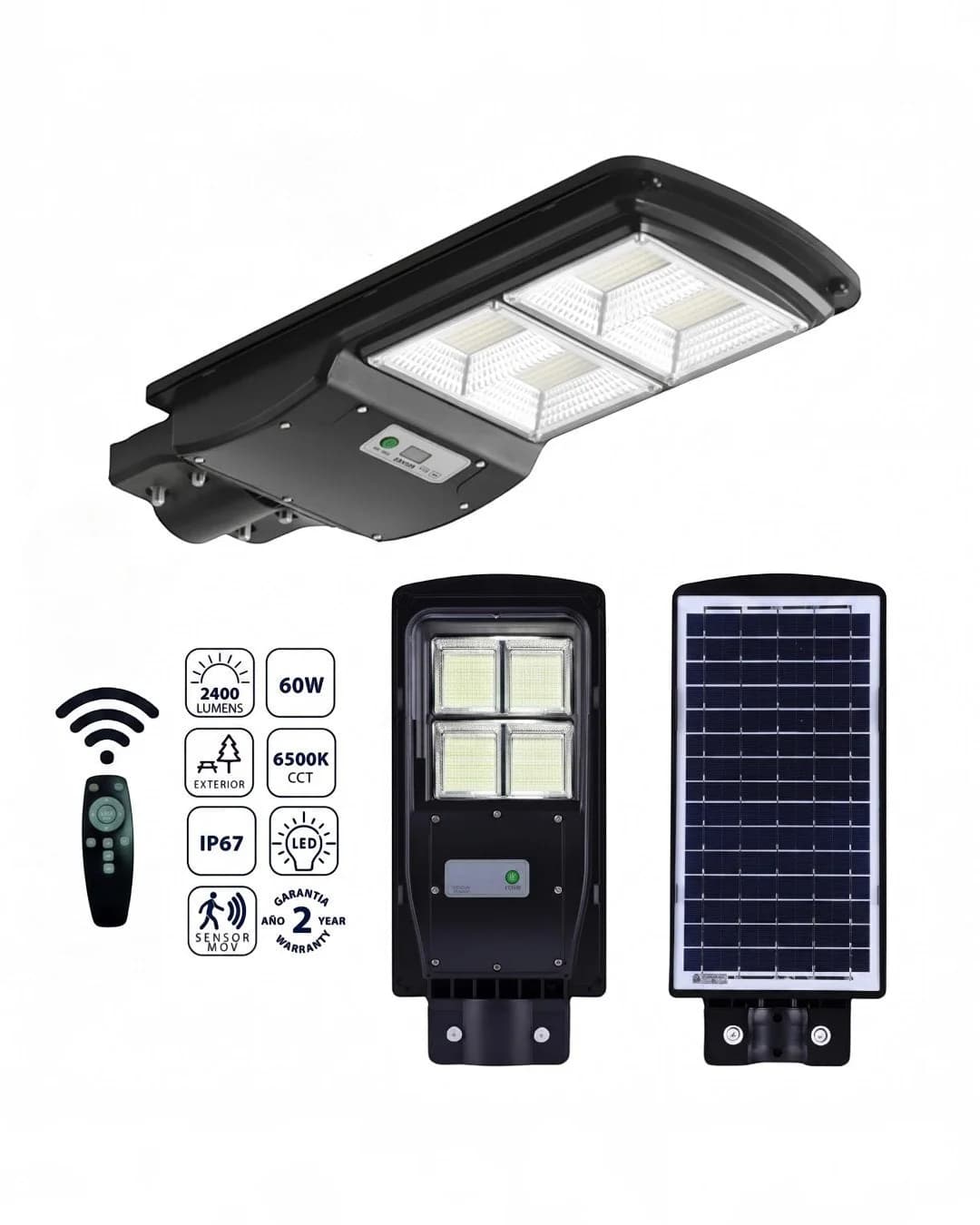 Lámpara de Calle Solar LED 60W 6500K